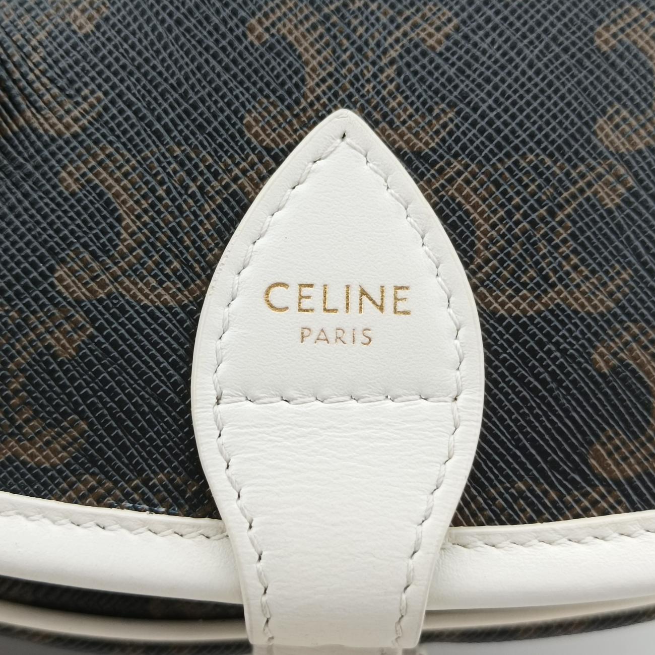 FOLCO Triomphe Brown×white PVC coated canvas × leather U-GM-0240