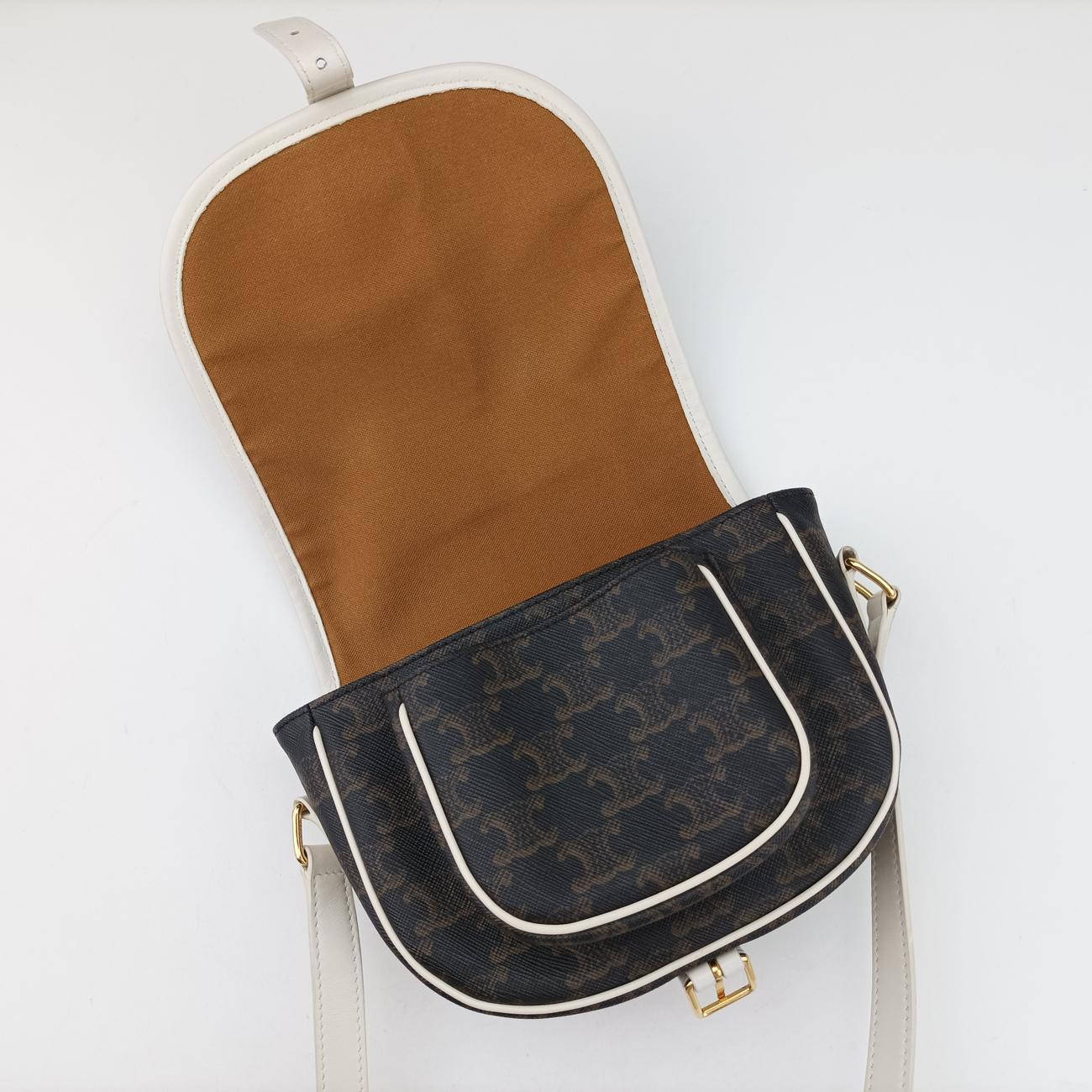 FOLCO Triomphe Brown×white PVC coated canvas × leather U-GM-0240