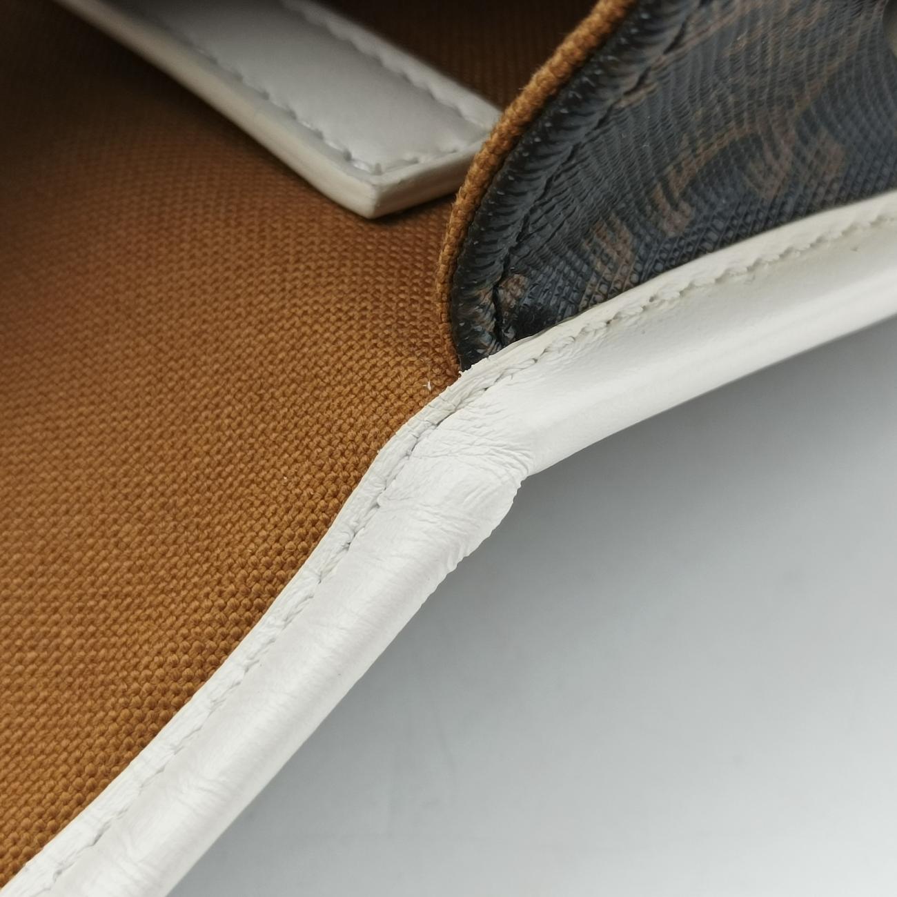 FOLCO Triomphe Brown×white PVC coated canvas × leather U-GM-0240