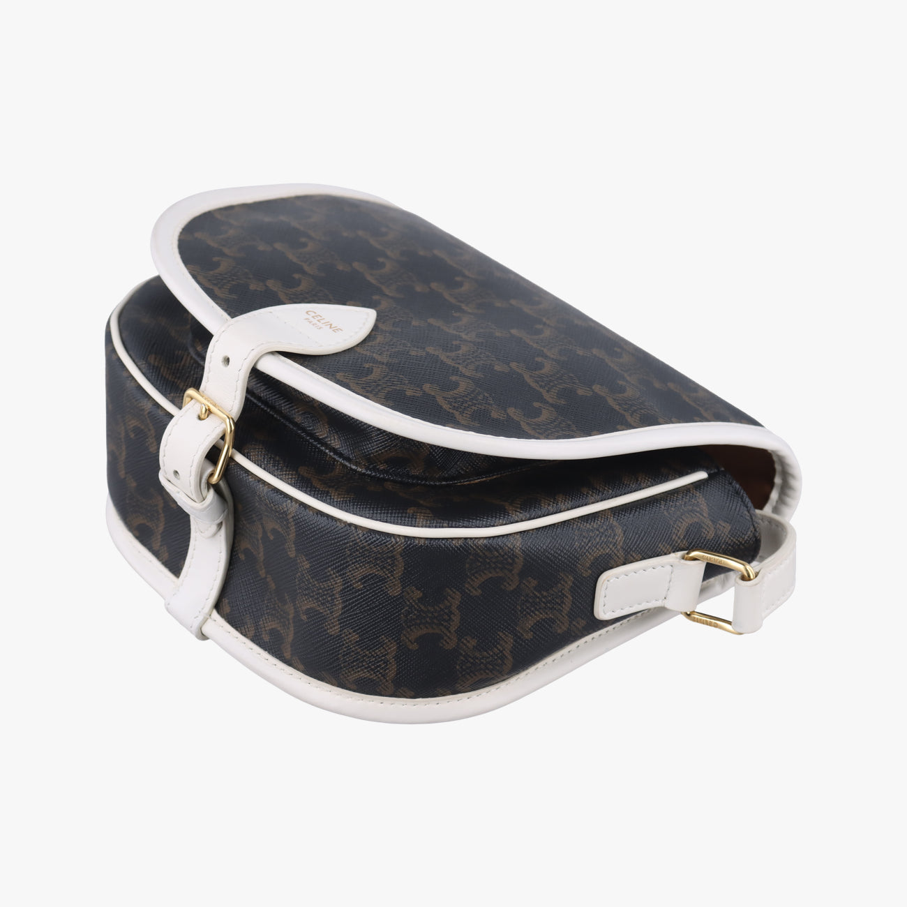 FOLCO Triomphe Brown×white PVC coated canvas × leather U-GM-0240