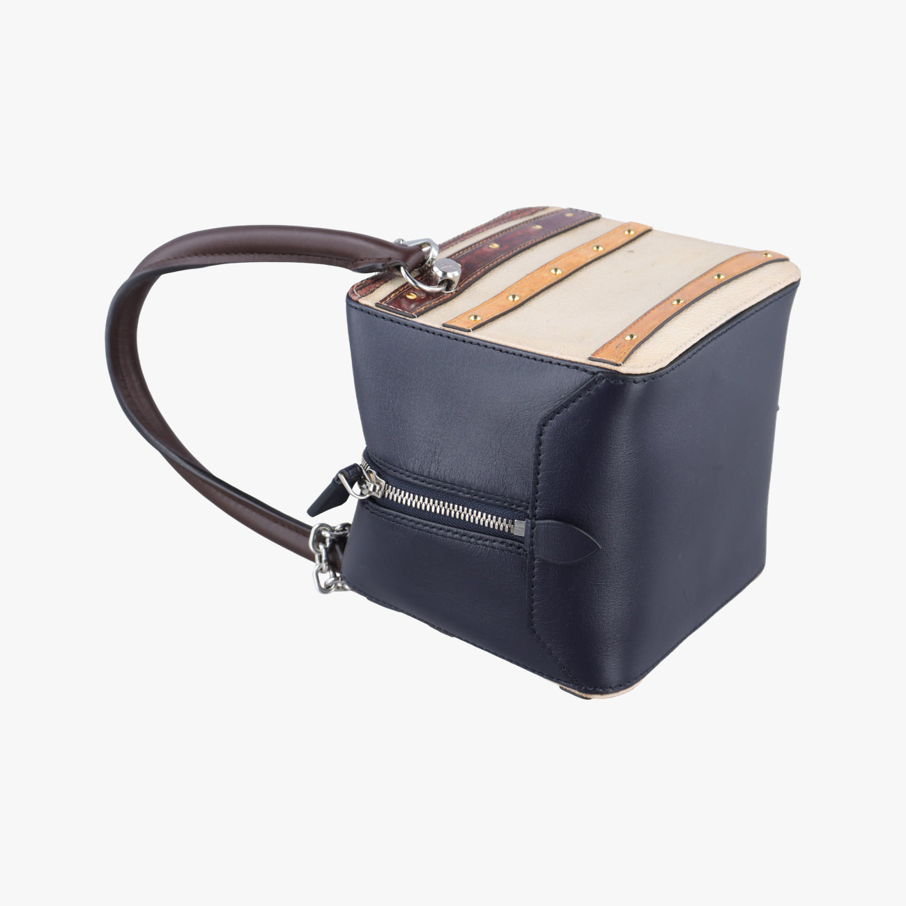 Square Navy x Beige x Yellow Monogram Trompe l'oeil FL2148