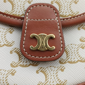 Triomphe Mini Besace White×brown PVC coated canvas F-CU-1291