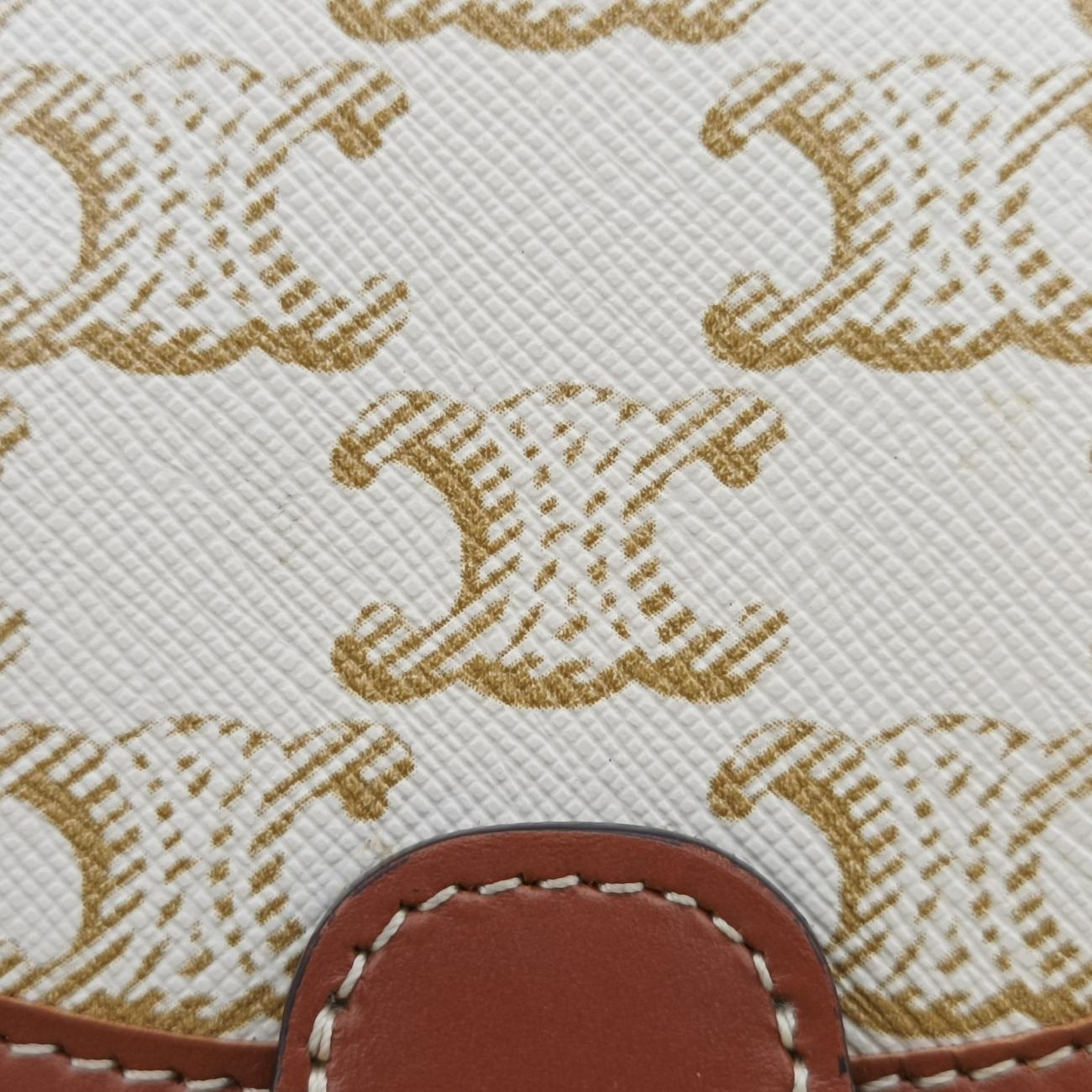 Triomphe Mini Besace White×brown PVC coated canvas F-CU-1291