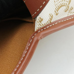 Triomphe Mini Besace White×brown PVC coated canvas F-CU-1291