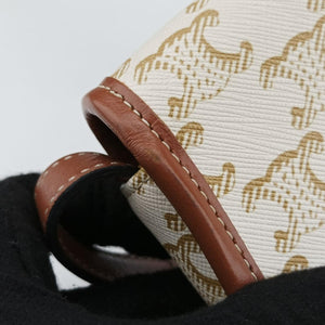 Triomphe Mini Besace White×brown PVC coated canvas F-CU-1291