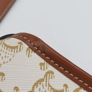 Triomphe Mini Besace White×brown PVC coated canvas F-CU-1291