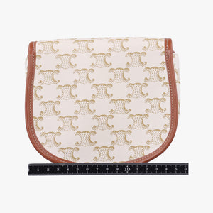 Triomphe Mini Besace White×brown PVC coated canvas F-CU-1291