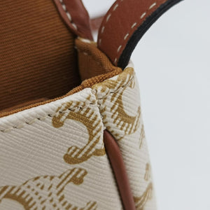 Triomphe Mini Besace White×brown PVC coated canvas F-CU-1291