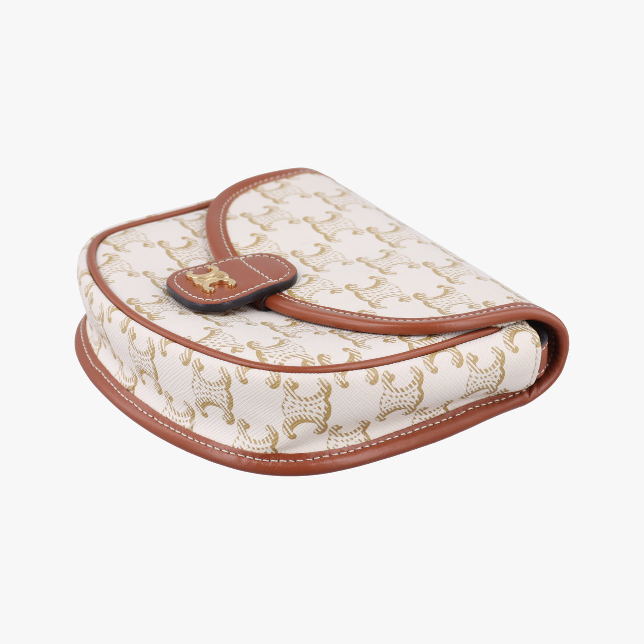 Triomphe Mini Besace White×brown PVC coated canvas F-CU-1291