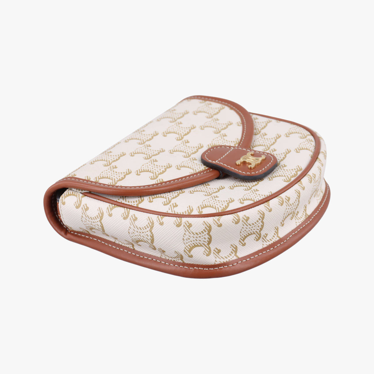 Triomphe Mini Besace White×brown PVC coated canvas F-CU-1291