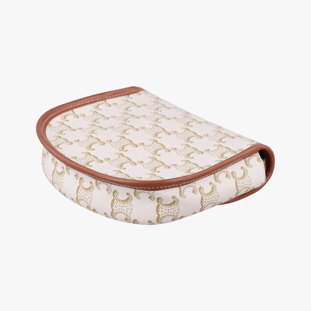 Triomphe Mini Besace White×brown PVC coated canvas F-CU-1291