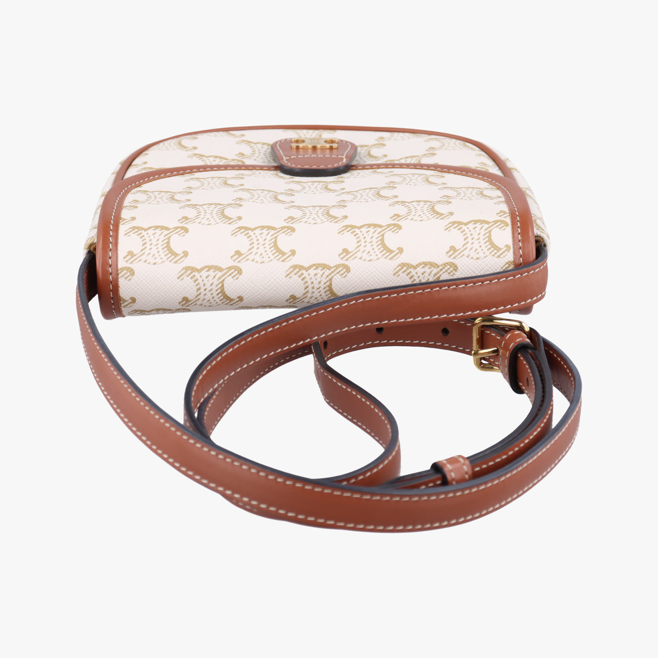 Triomphe Mini Besace White×brown PVC coated canvas F-CU-1291