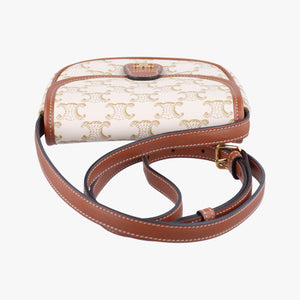 Triomphe Mini Besace White×brown PVC coated canvas F-CU-1291
