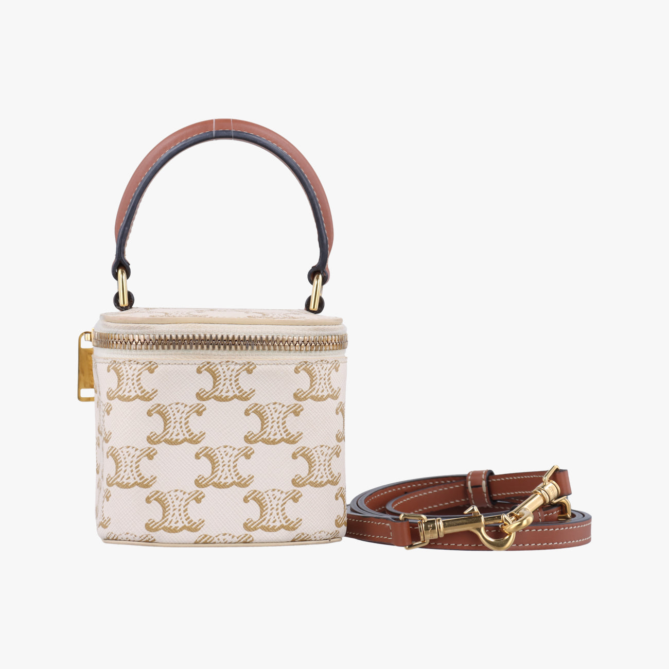 TRIOMPHE mini vanity case White PVC coated canvas  U-DS-0243 White PVC coated canvas U-DS-0243