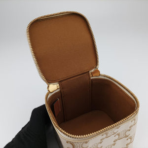TRIOMPHE mini vanity case White PVC coated canvas  U-DS-0243 White PVC coated canvas U-DS-0243