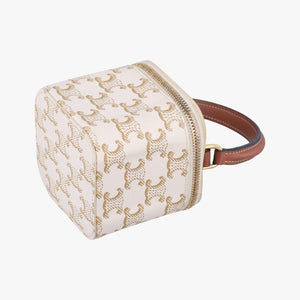 TRIOMPHE mini vanity case White PVC coated canvas  U-DS-0243 White PVC coated canvas U-DS-0243