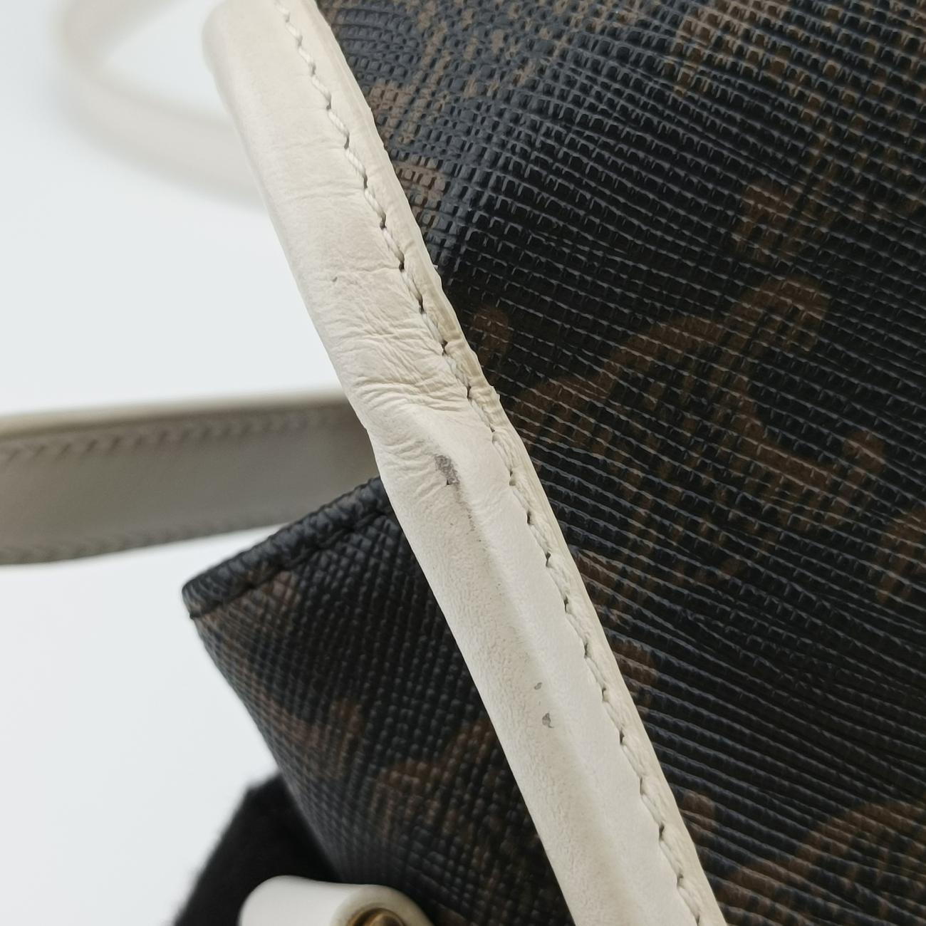 FOLCO Triomphe Brown×white PVC coated canvas U-GM-0240