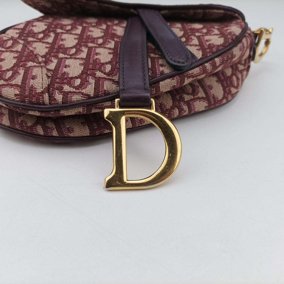 Pre-owned Christian Dior Saddle Red Jacquard × Leather  shoulderbag | stylenewstar