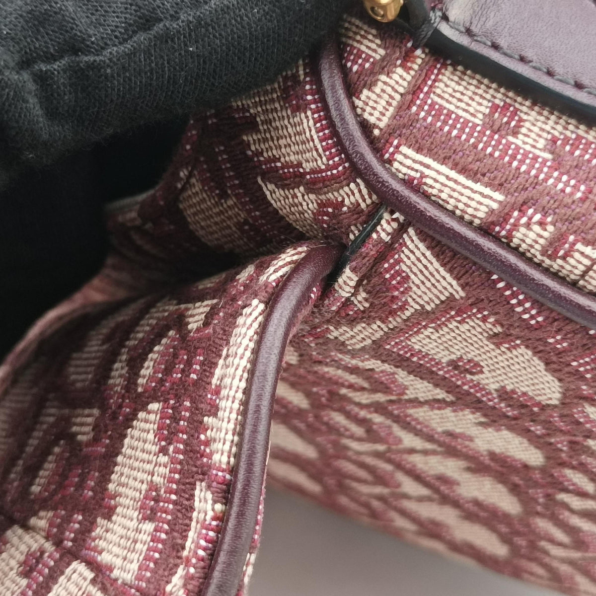 Pre-owned Christian Dior Saddle Red Jacquard × Leather  shoulderbag | stylenewstar