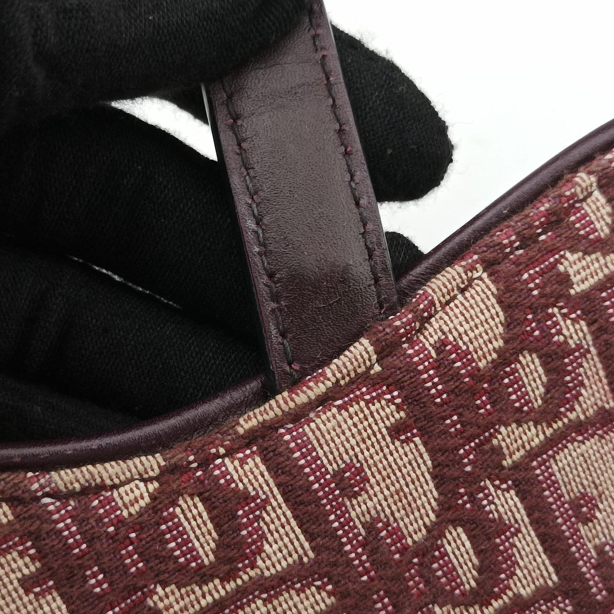 Pre-owned Christian Dior Saddle Red Jacquard × Leather  shoulderbag | stylenewstar
