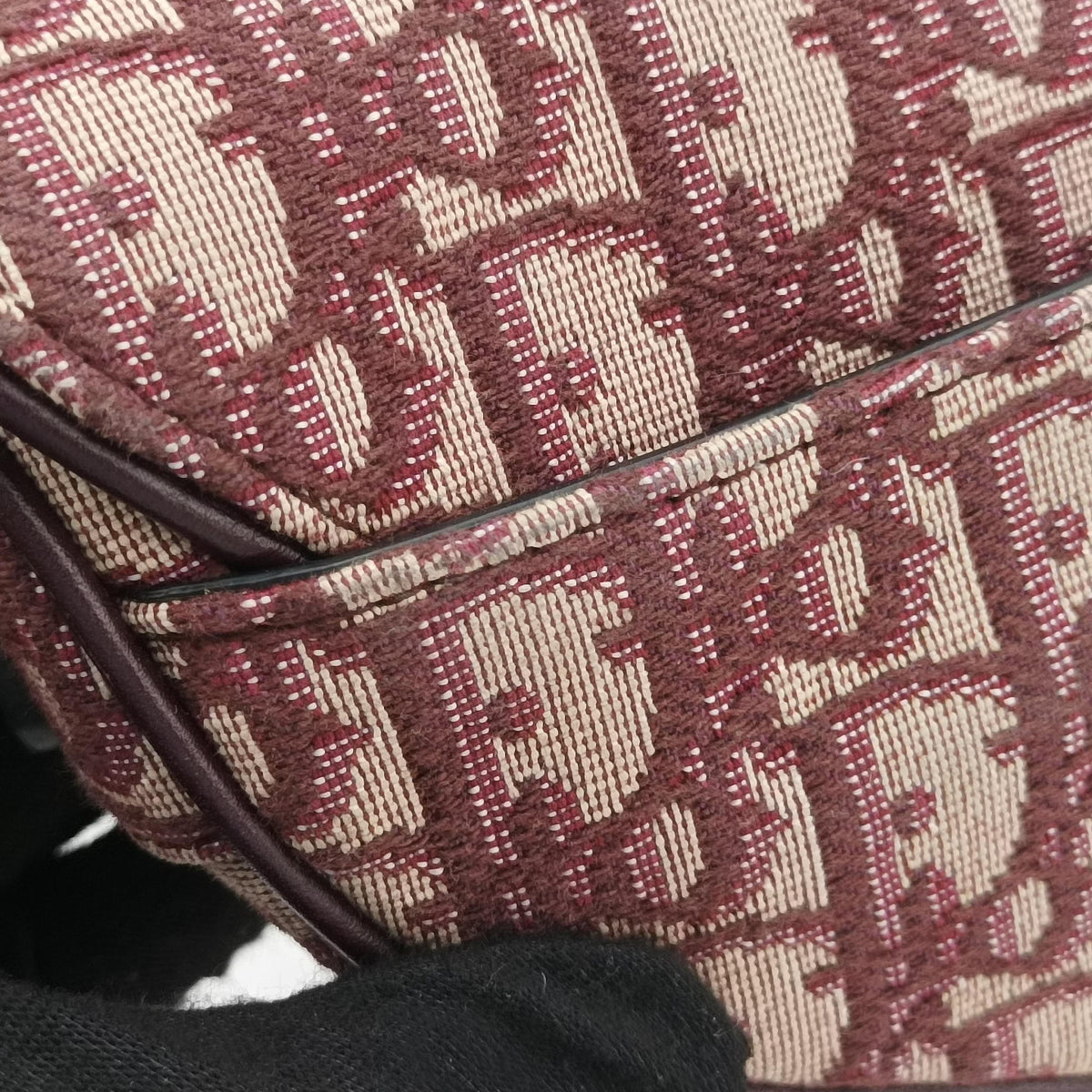Pre-owned Christian Dior Saddle Red Jacquard × Leather  shoulderbag | stylenewstar