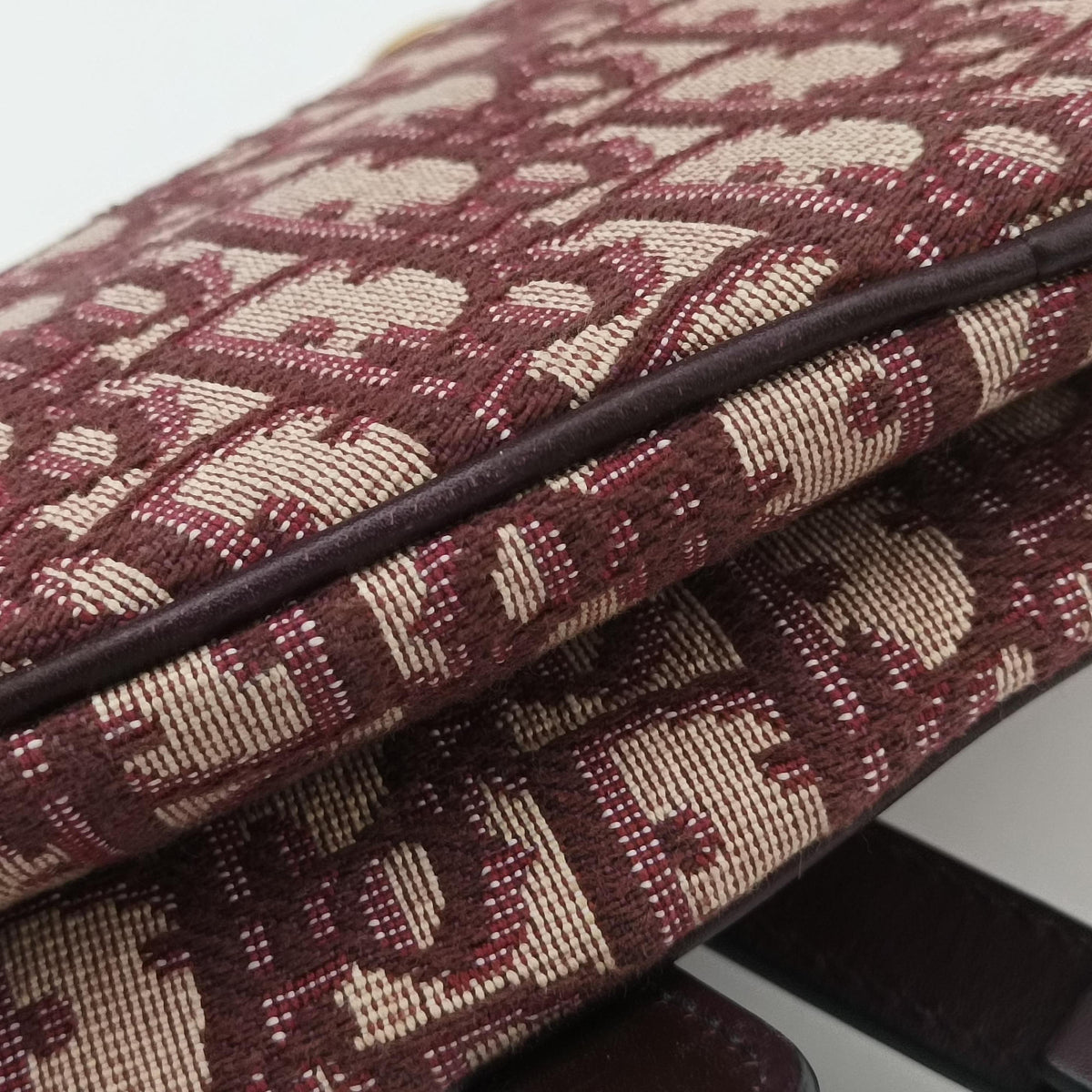 Pre-owned Christian Dior Saddle Red Jacquard × Leather  shoulderbag | stylenewstar