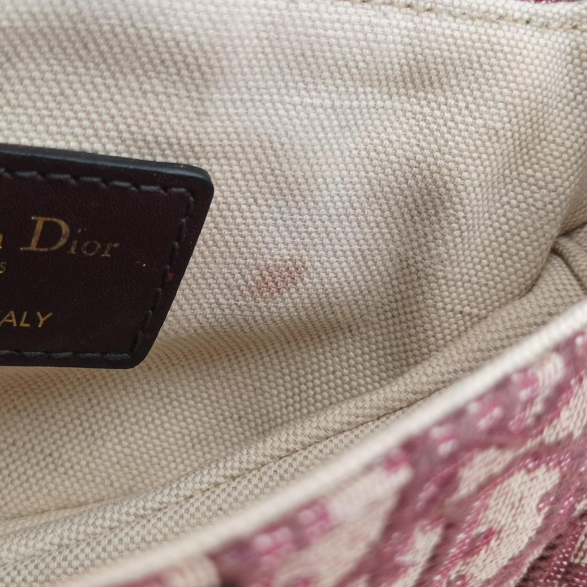 Pre-owned Christian Dior Saddle Red Jacquard × Leather  shoulderbag | stylenewstar