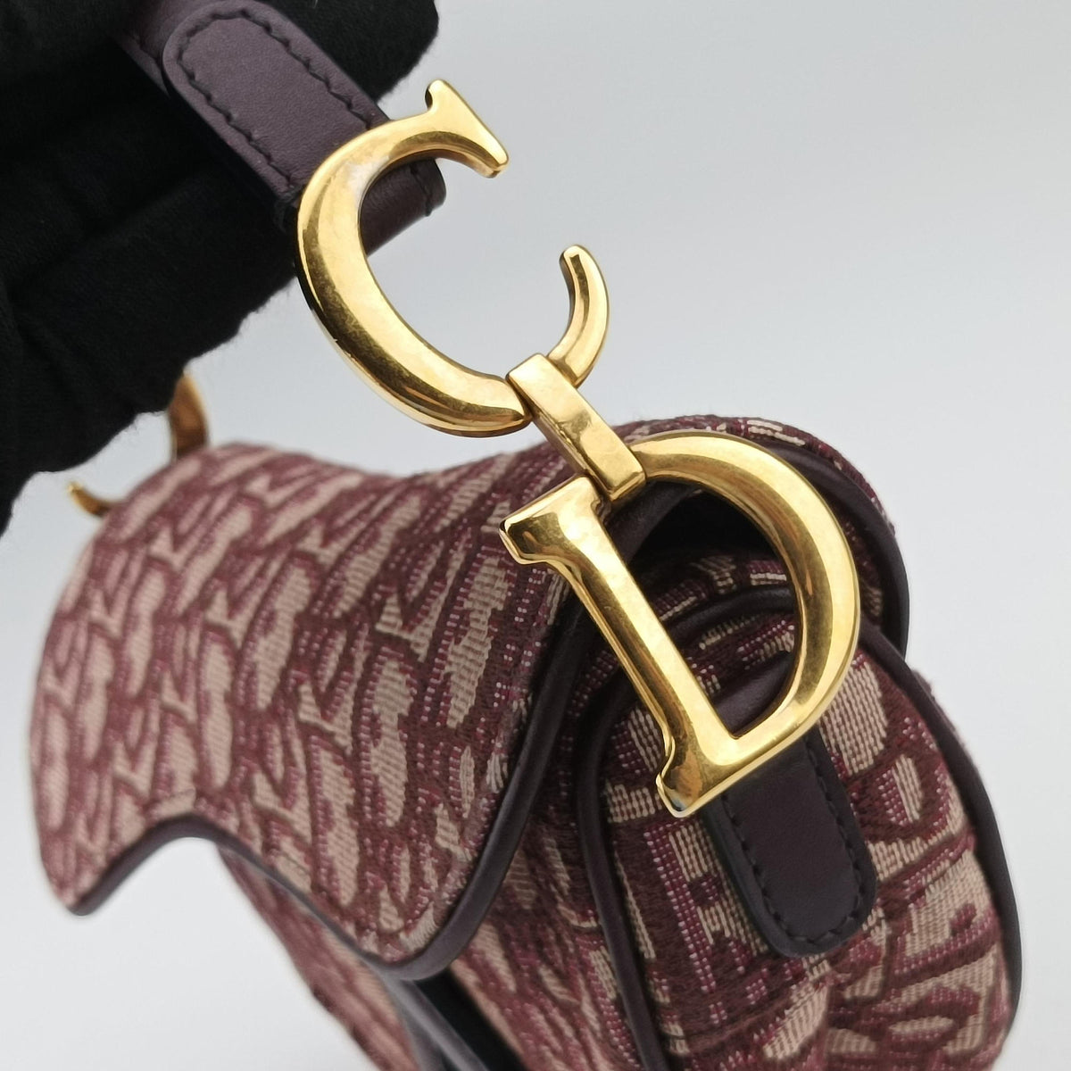 Pre-owned Christian Dior Saddle Red Jacquard × Leather  shoulderbag | stylenewstar