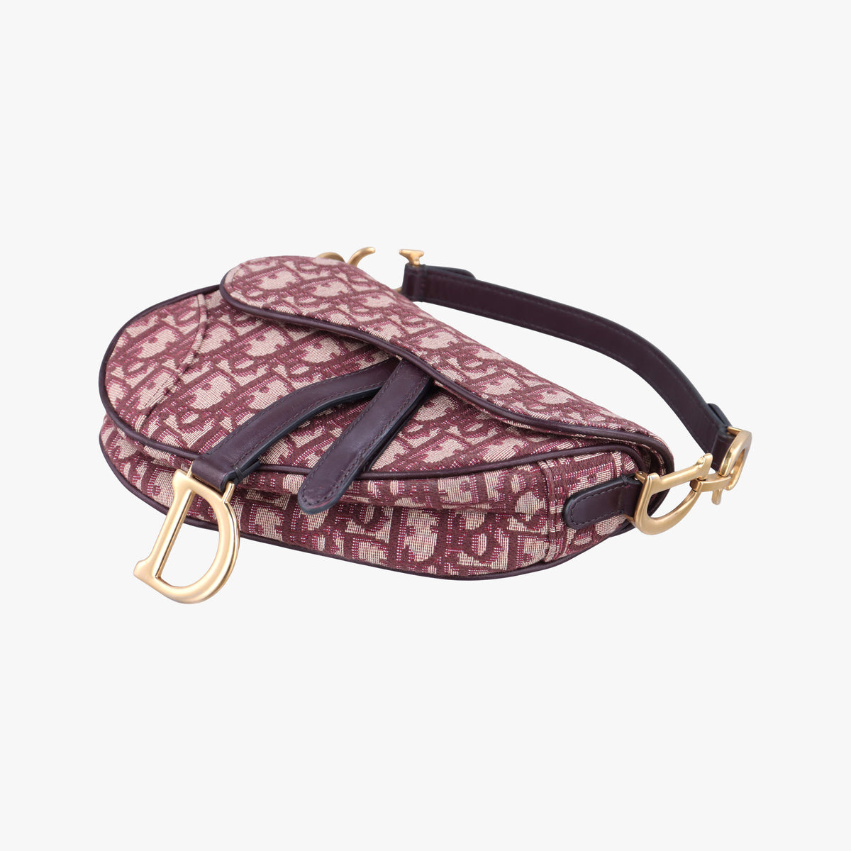 Pre-owned Christian Dior Saddle Red Jacquard × Leather  shoulderbag | stylenewstar