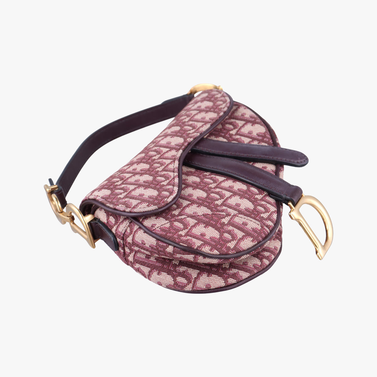 Pre-owned Christian Dior Saddle Red Jacquard × Leather  shoulderbag | stylenewstar