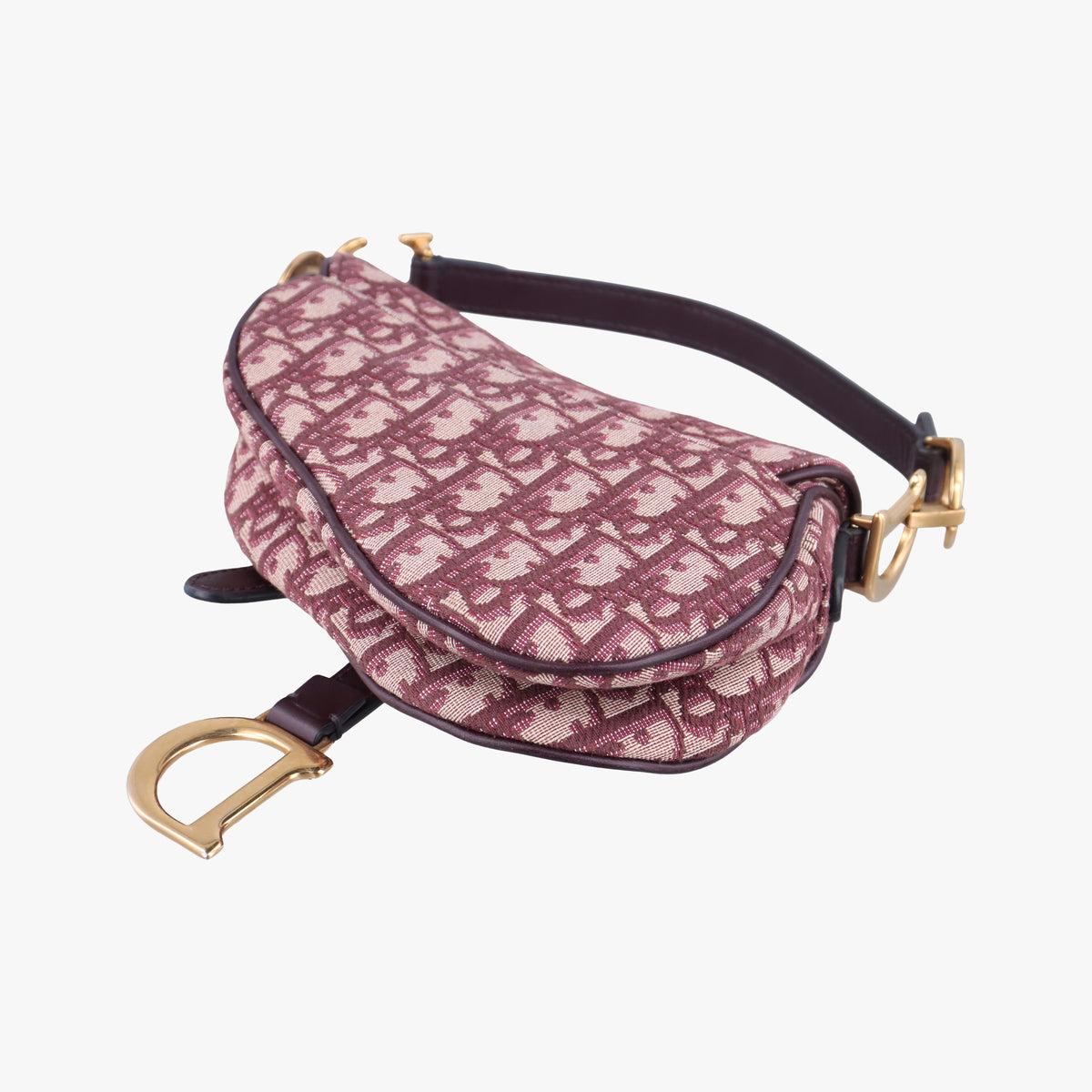 Pre-owned Christian Dior Saddle Red Jacquard × Leather  shoulderbag | stylenewstar