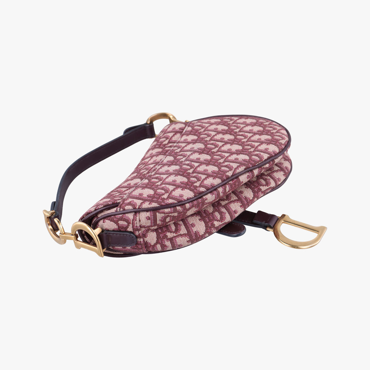 Pre-owned Christian Dior Saddle Red Jacquard × Leather  shoulderbag | stylenewstar