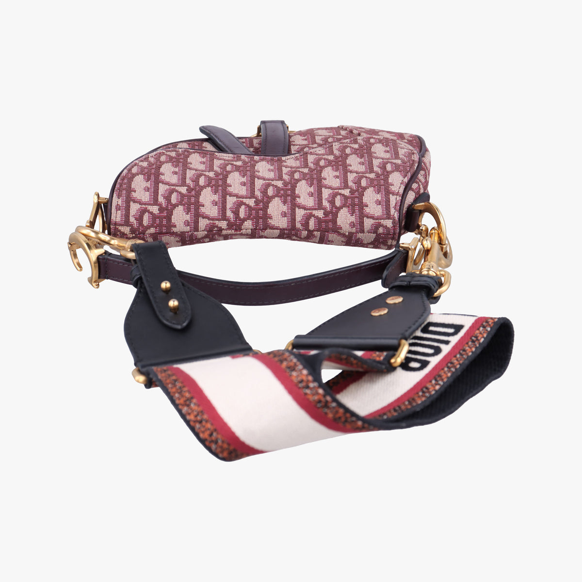 Pre-owned Christian Dior Saddle Red Jacquard × Leather  shoulderbag | stylenewstar