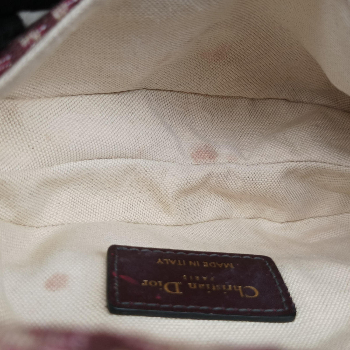 Pre-owned Christian Dior Saddle Red Jacquard × Leather  shoulderbag | stylenewstar