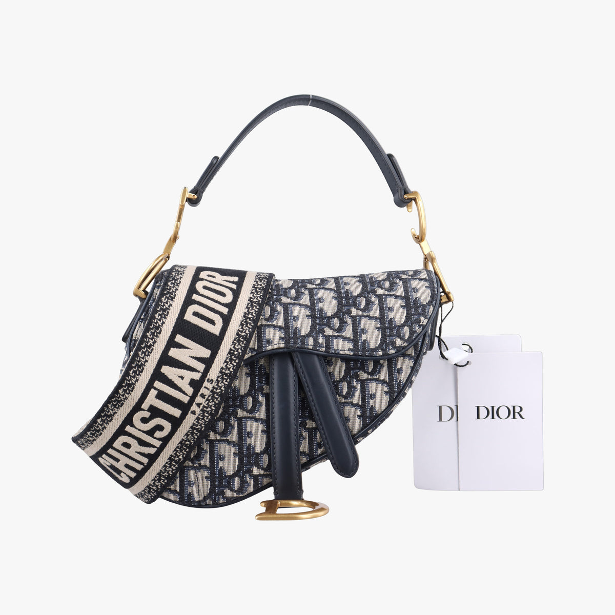 Secondhand Christian Dior Saddle Navy Jacquard×Leather  handbag | stylenewstar