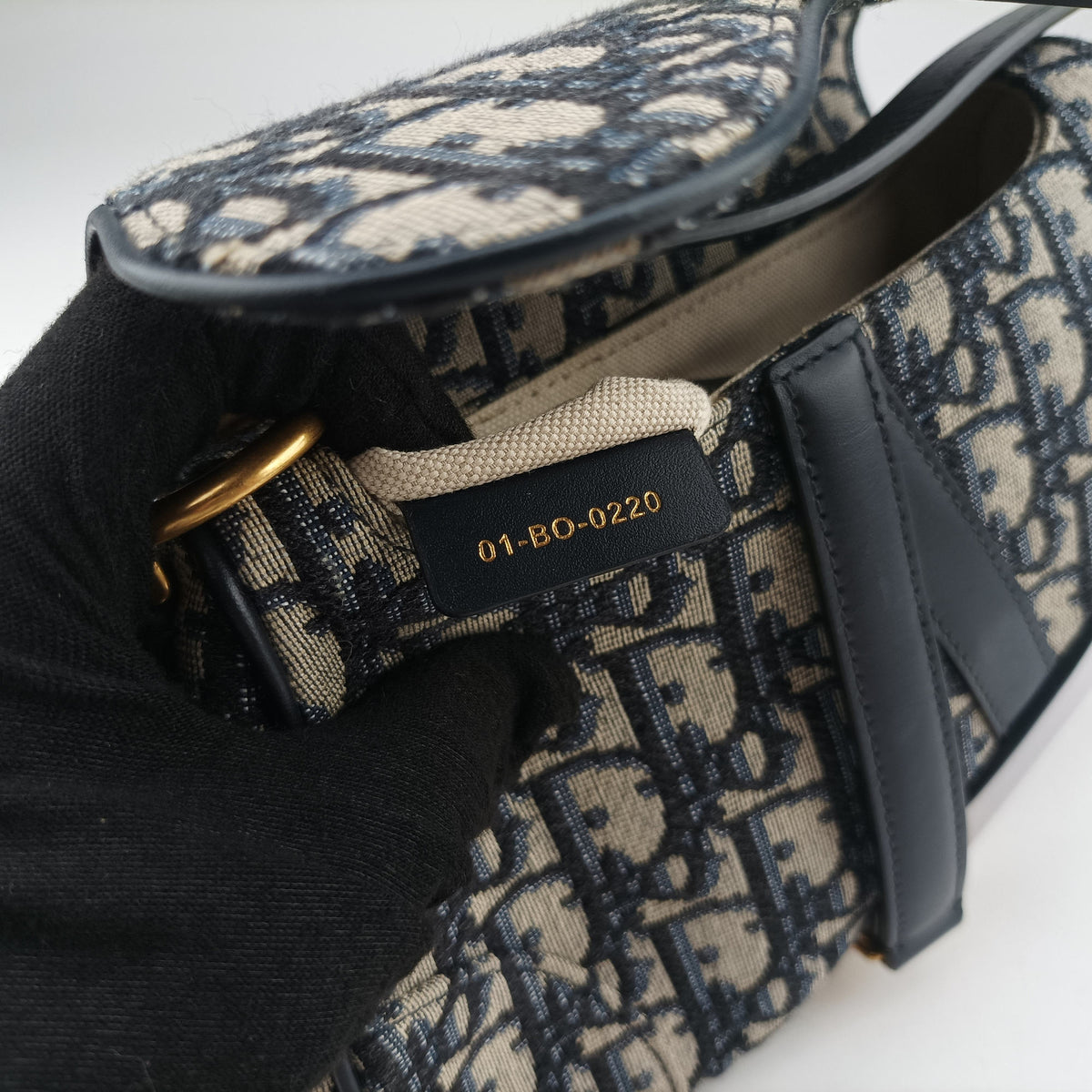Secondhand Christian Dior Saddle Navy Jacquard×Leather  handbag | stylenewstar