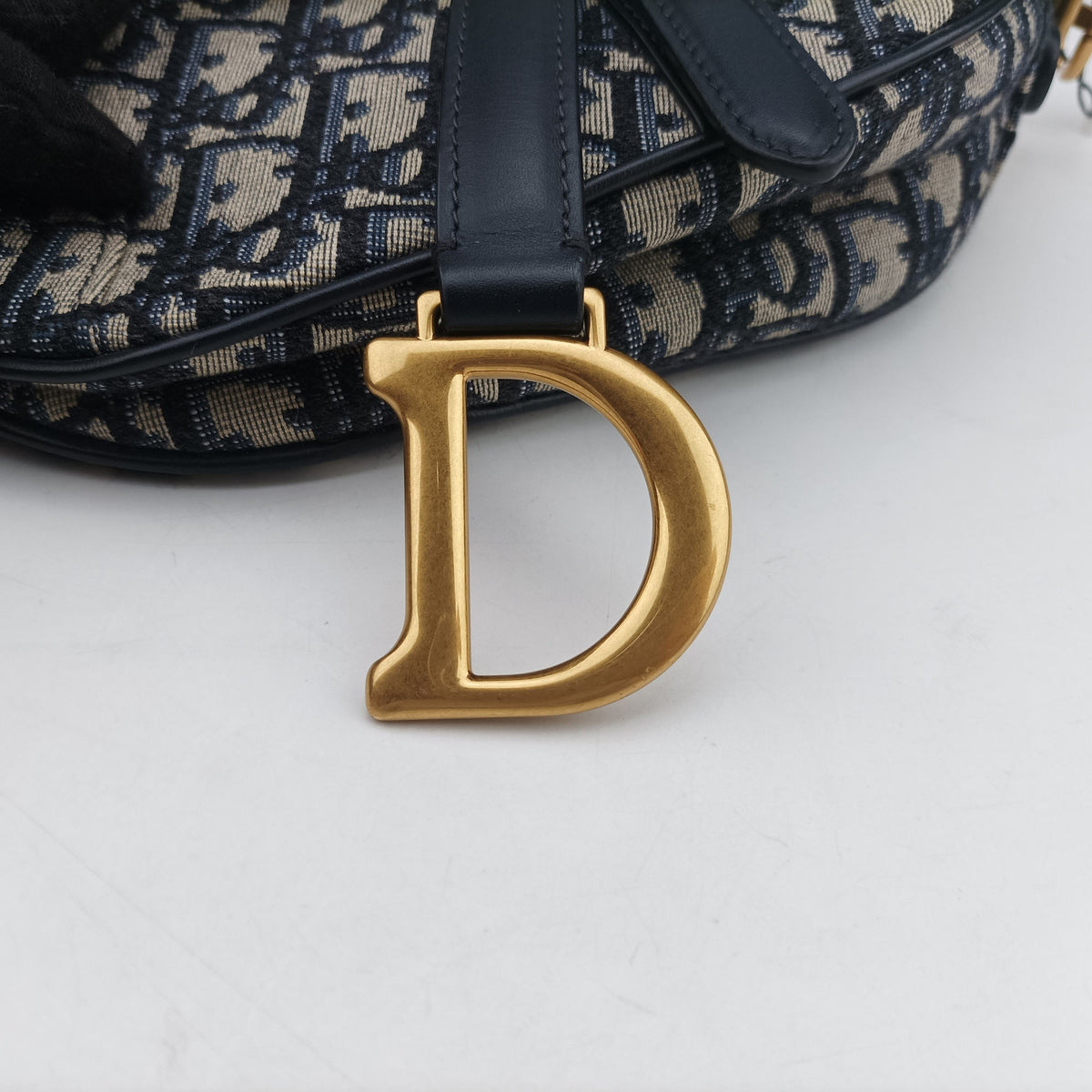 Secondhand Christian Dior Saddle Navy Jacquard×Leather  handbag | stylenewstar