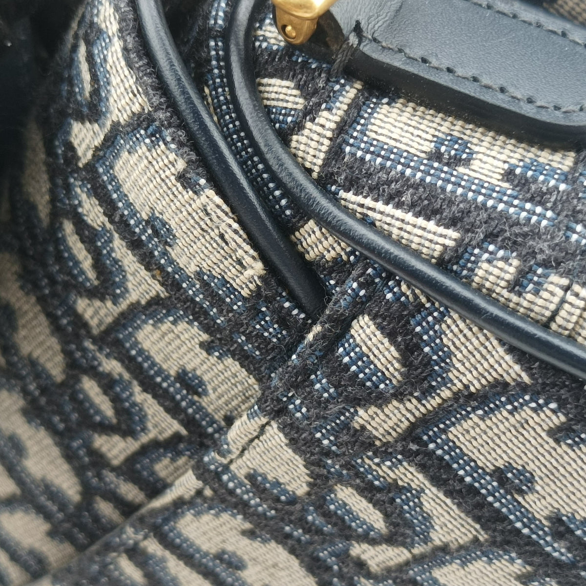 Secondhand Christian Dior Saddle Navy Jacquard×Leather  handbag | stylenewstar