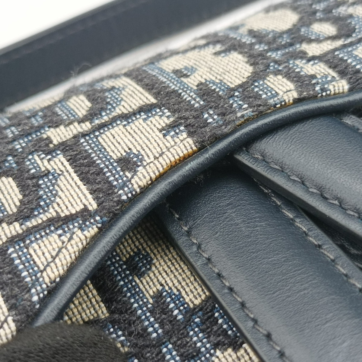 Secondhand Christian Dior Saddle Navy Jacquard×Leather  handbag | stylenewstar