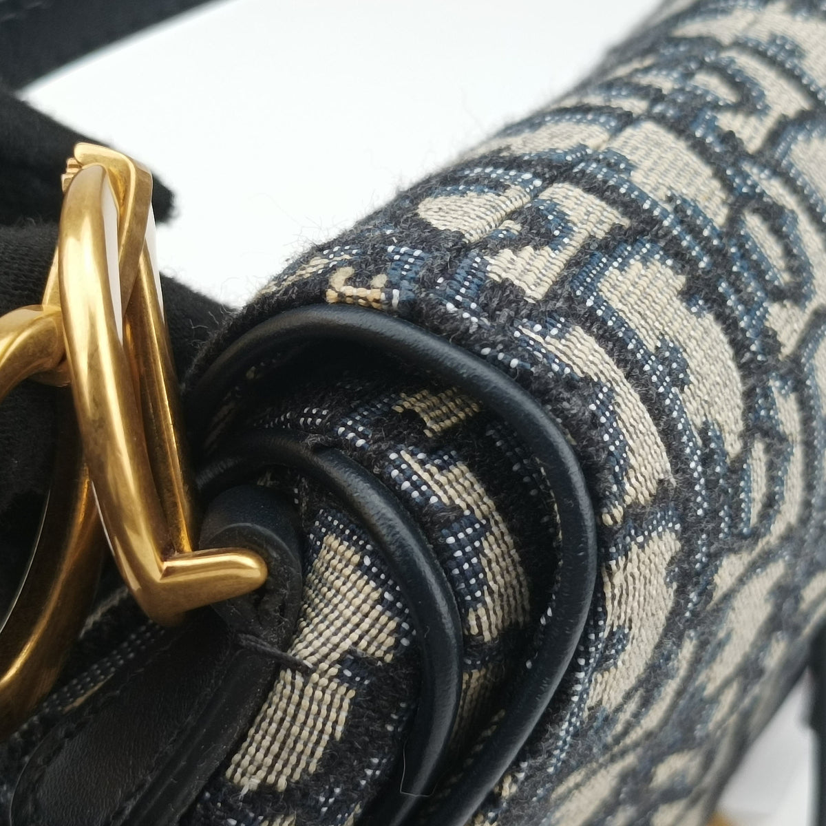 Secondhand Christian Dior Saddle Navy Jacquard×Leather  handbag | stylenewstar