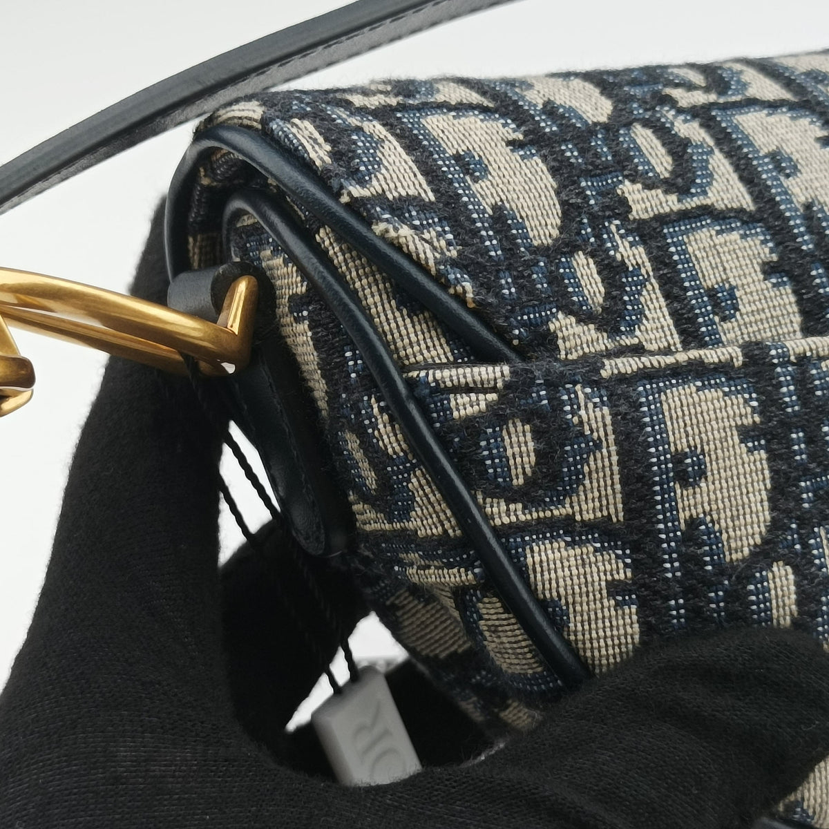 Secondhand Christian Dior Saddle Navy Jacquard×Leather  handbag | stylenewstar