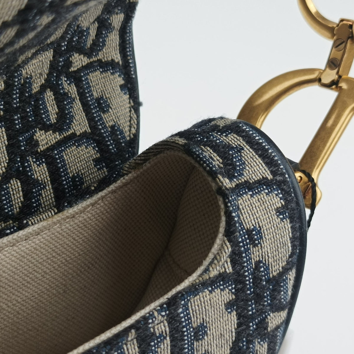 Secondhand Christian Dior Saddle Navy Jacquard×Leather  handbag | stylenewstar