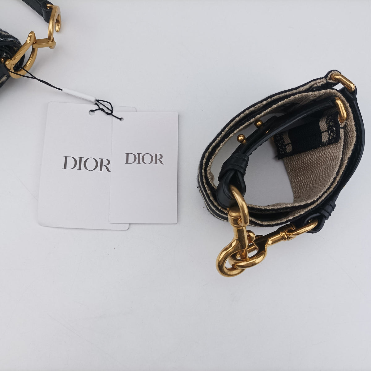 Secondhand Christian Dior Saddle Navy Jacquard×Leather  handbag | stylenewstar