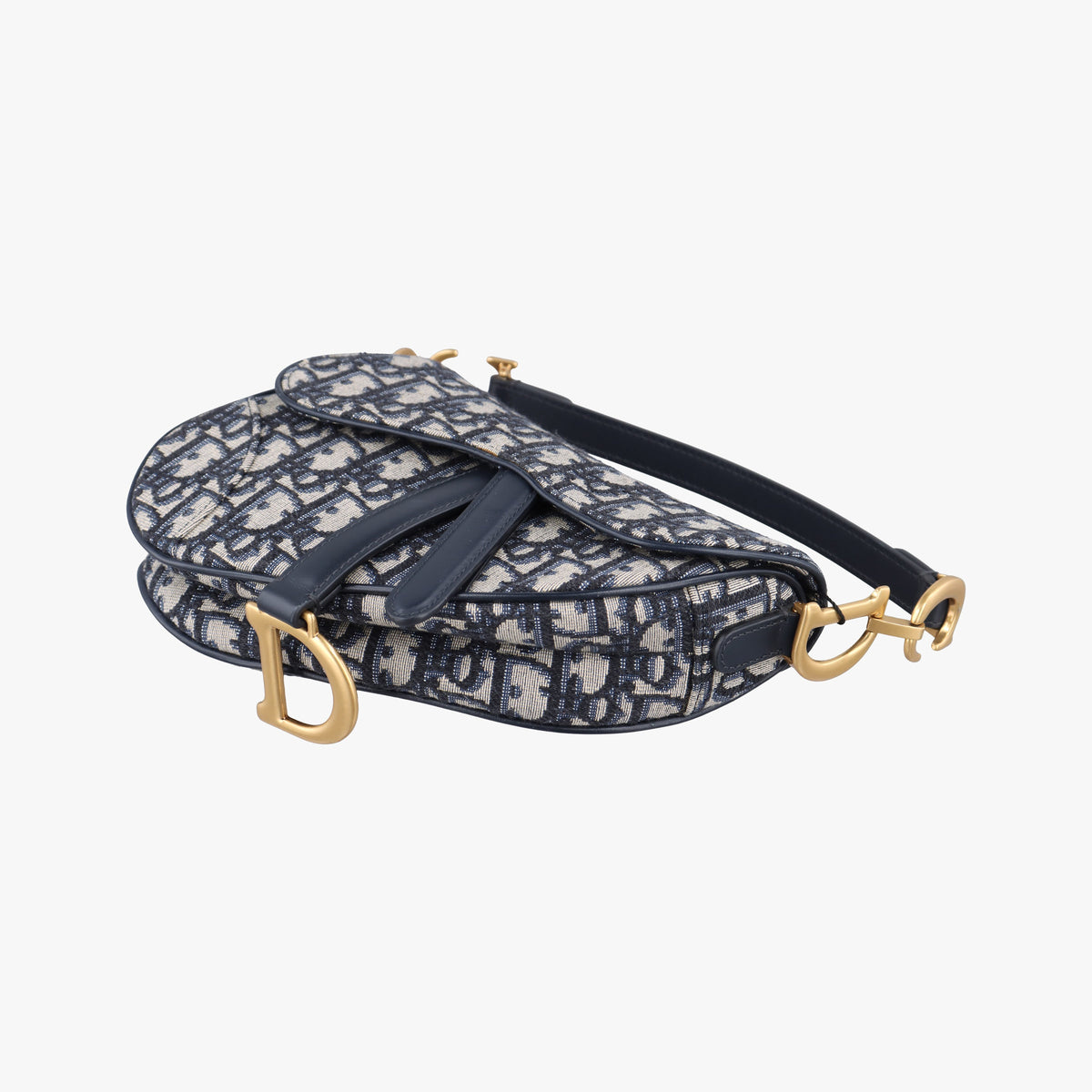 Secondhand Christian Dior Saddle Navy Jacquard×Leather  handbag | stylenewstar