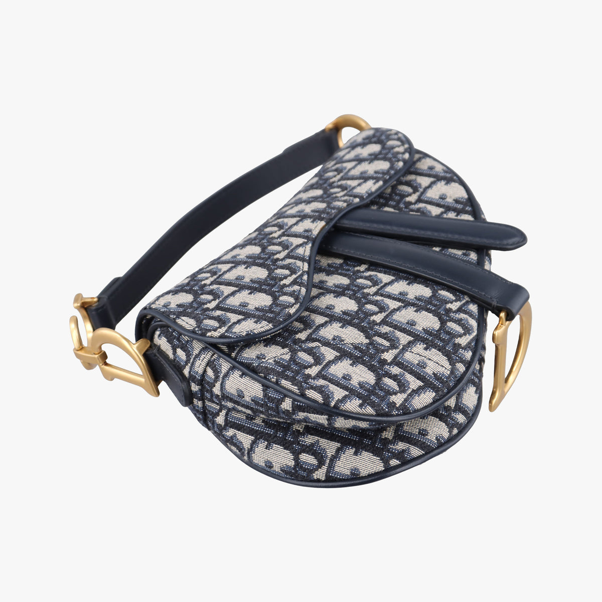 Secondhand Christian Dior Saddle Navy Jacquard×Leather  handbag | stylenewstar