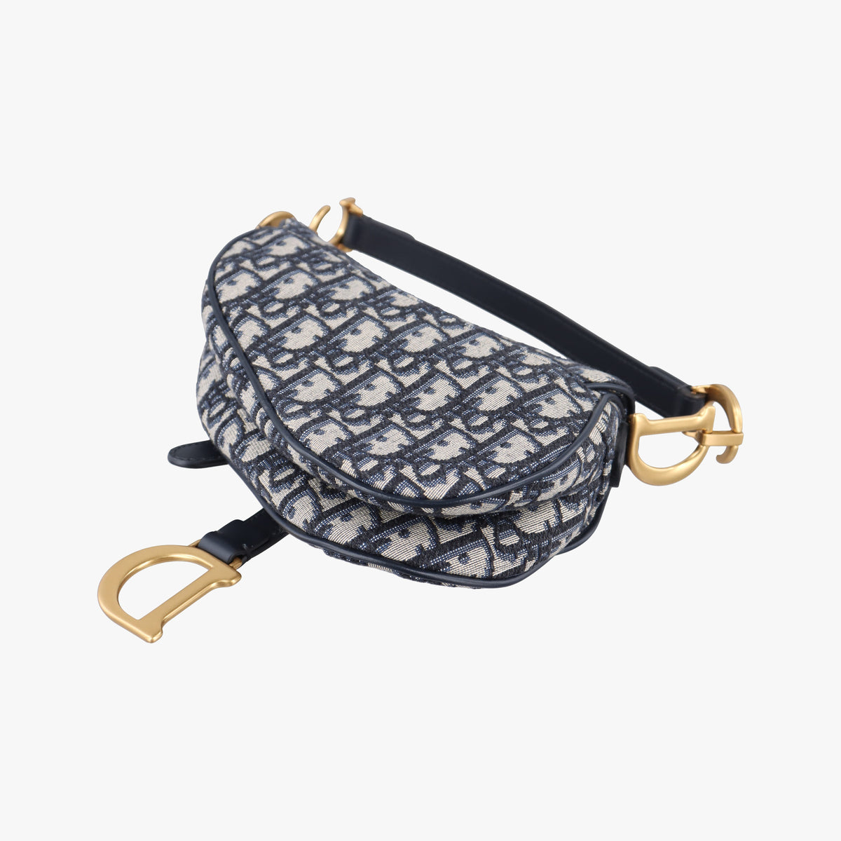 Secondhand Christian Dior Saddle Navy Jacquard×Leather  handbag | stylenewstar