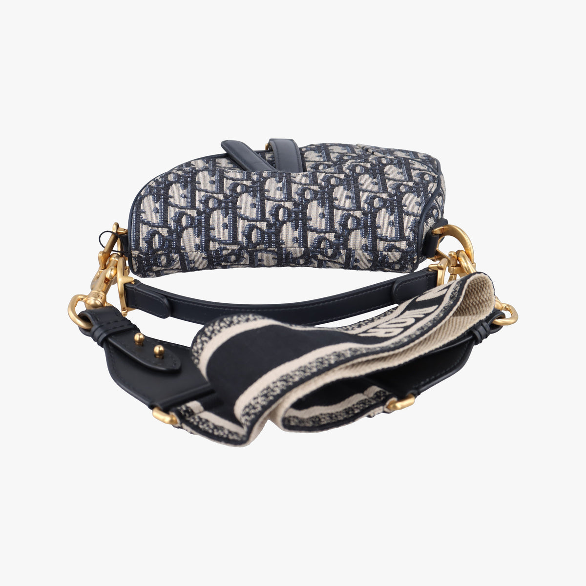Secondhand Christian Dior Saddle Navy Jacquard×Leather  handbag | stylenewstar