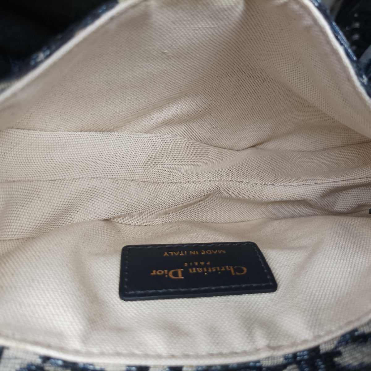Secondhand Christian Dior Saddle Navy Jacquard×Leather  handbag | stylenewstar