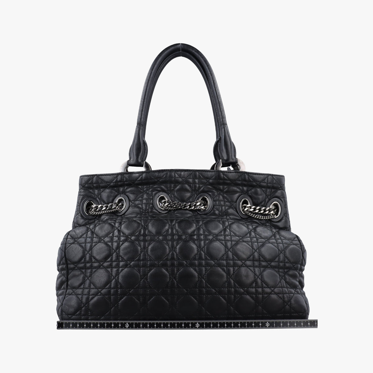 Pre-owned Christian Dior Cannage stitching Black Lambskin  handbag | stylenewstar