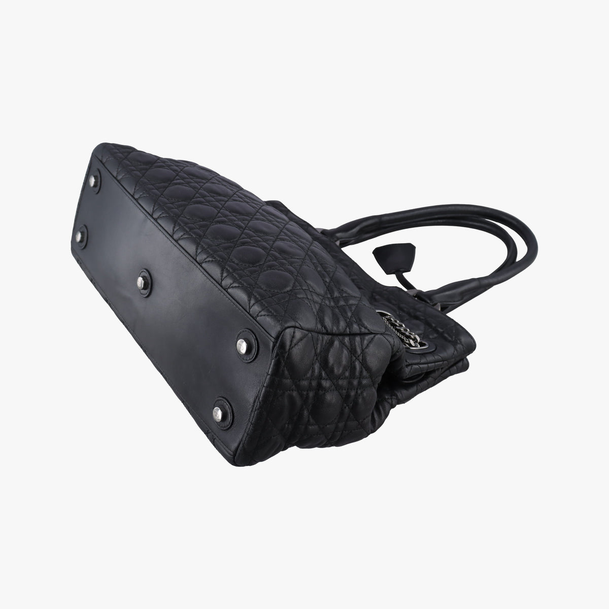 Pre-owned Christian Dior Cannage stitching Black Lambskin  handbag | stylenewstar